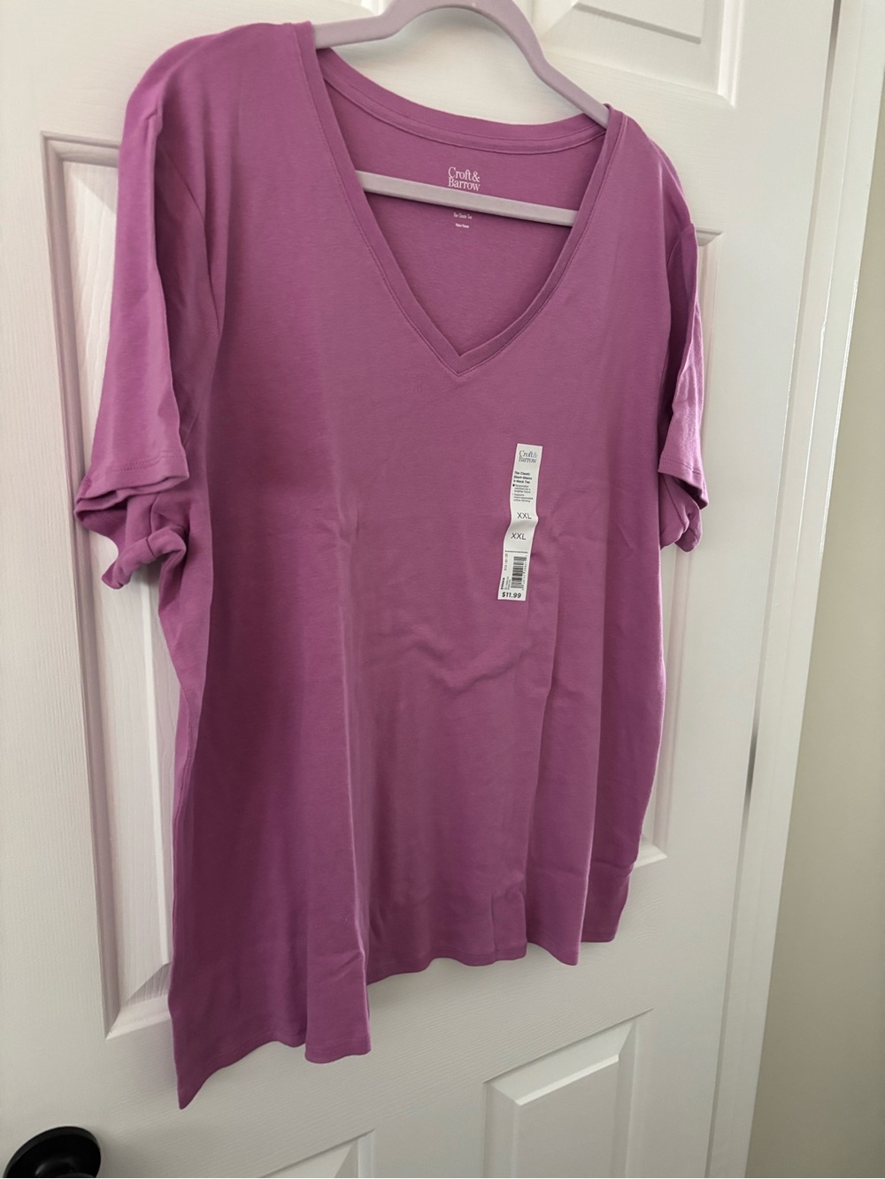 croft & barrow V-neck Short Sleeve Tee in Mauve Pink xxl